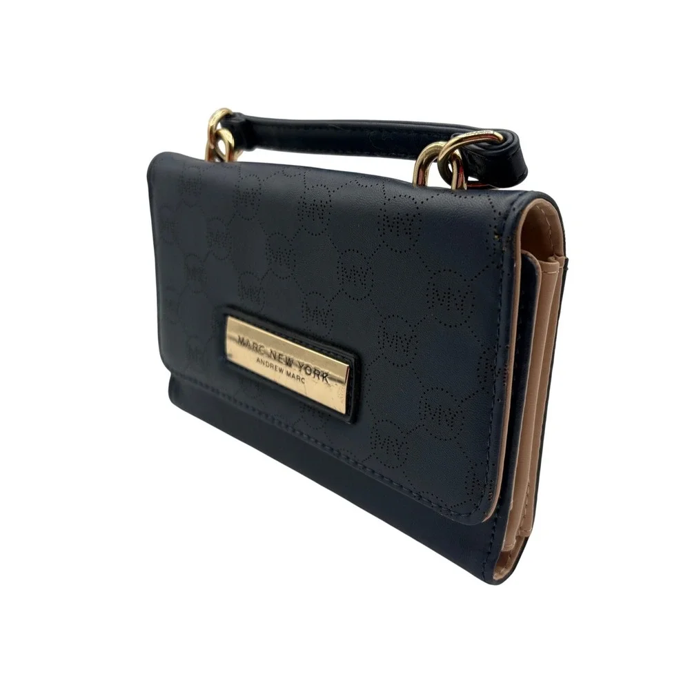 Marc‎ New York Wallet Womens OS Navy Blue Good Perforated Logo Top Handle